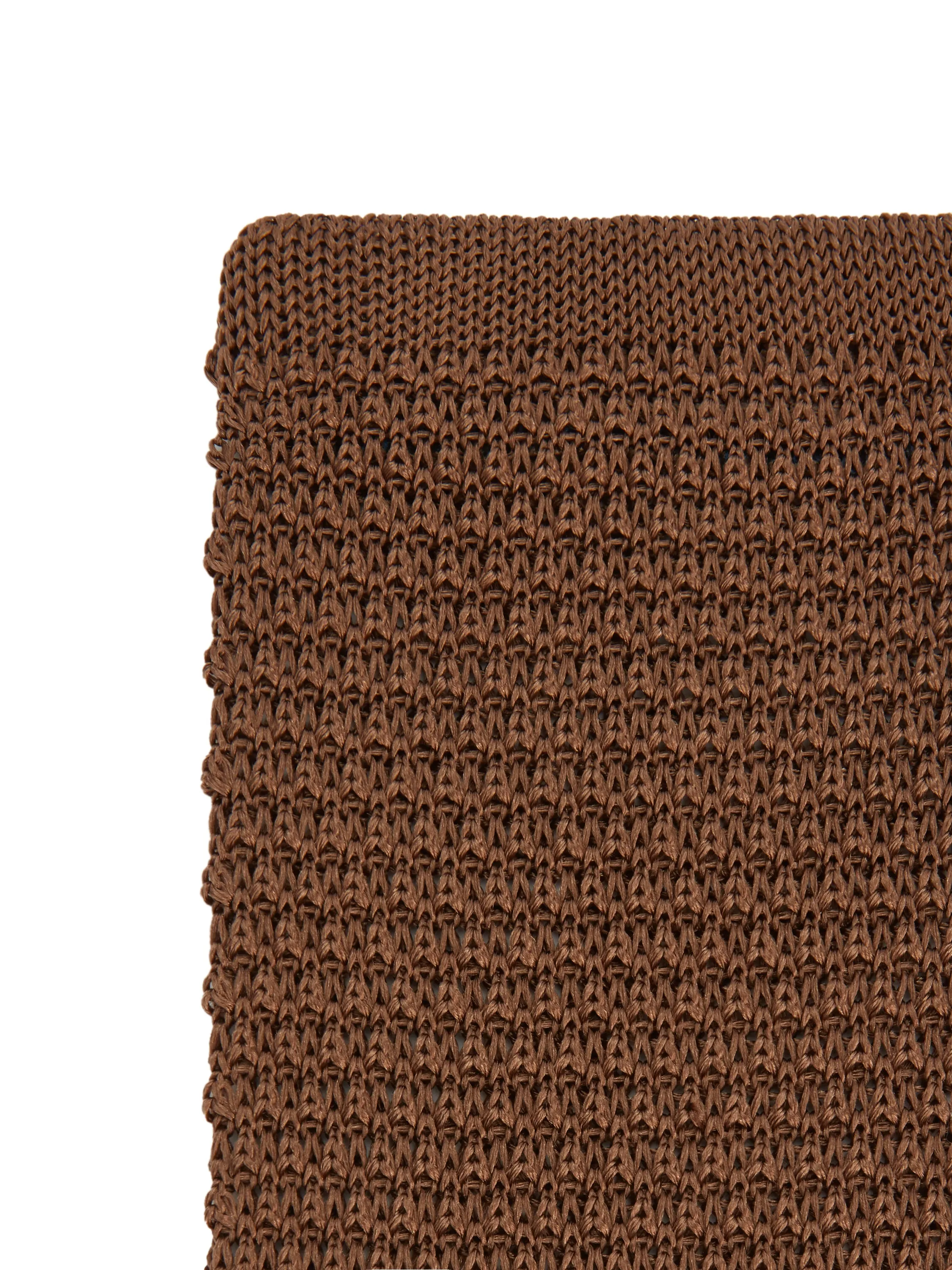 Pure Silk Knitted Tie - Brown