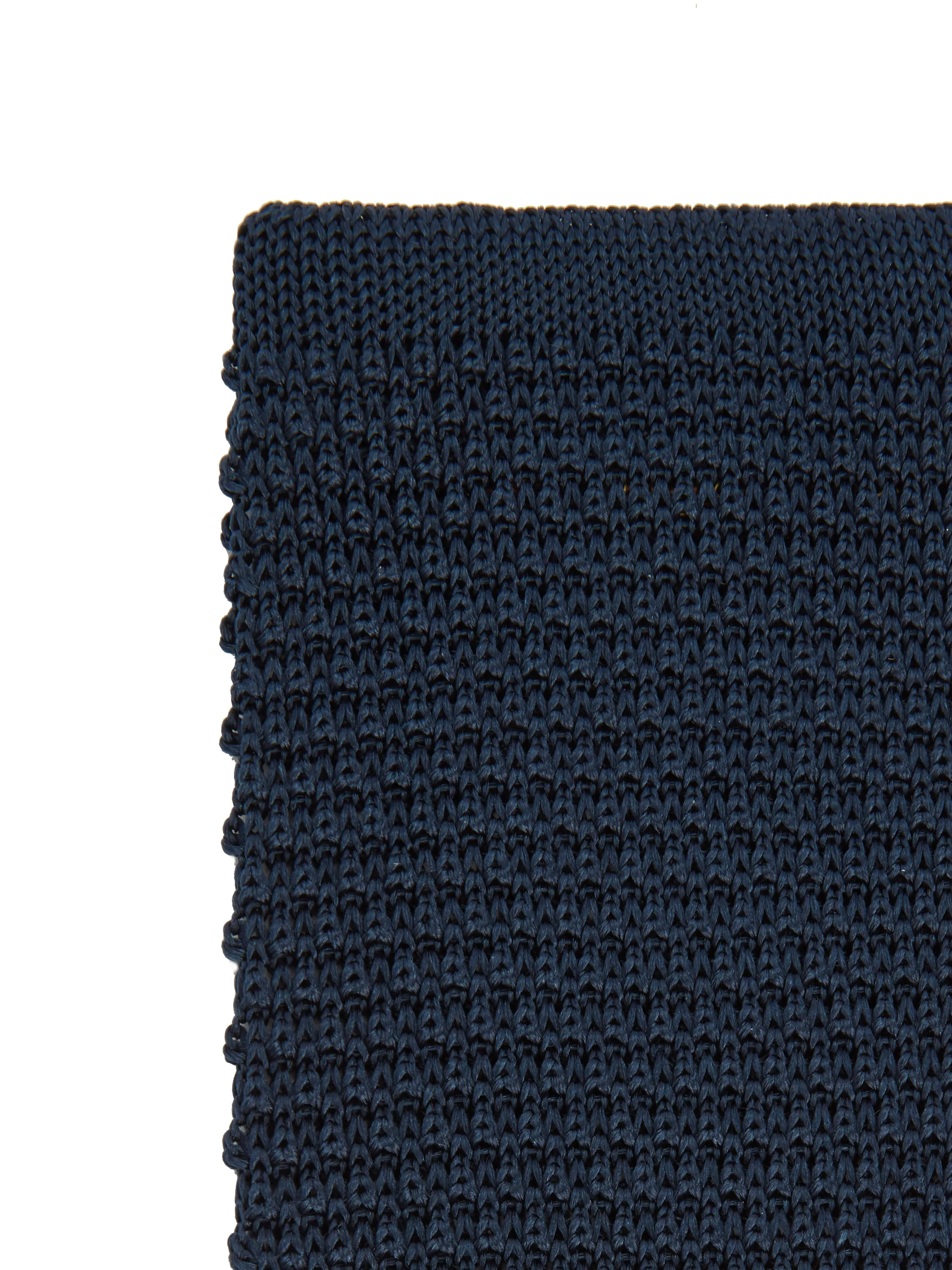 Pure Silk Knitted Tie - Navy