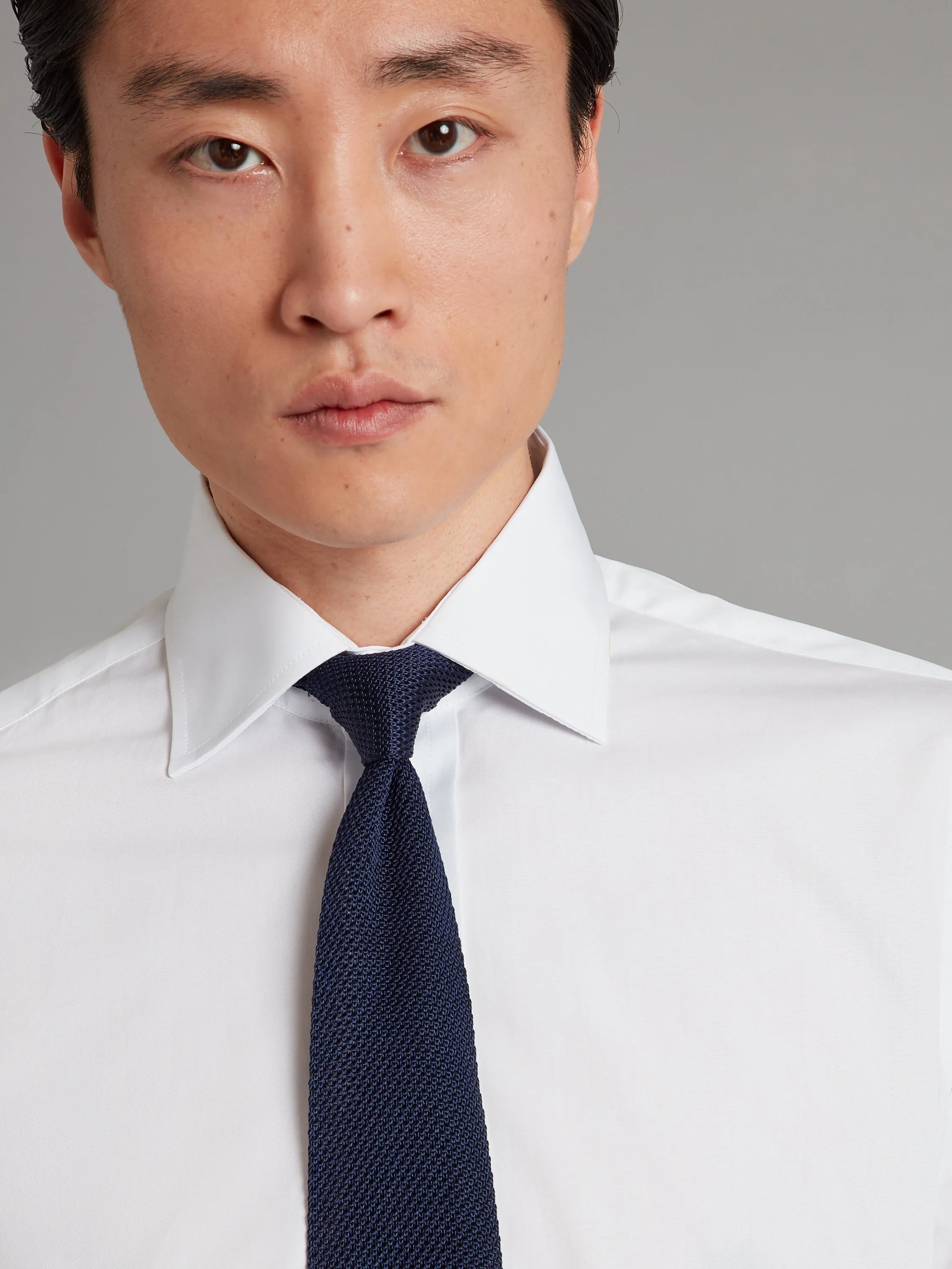 Pure Silk Knitted Tie - Navy