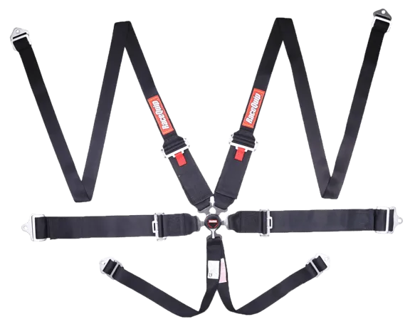 RaceQuip Camlock 6 Point HANS Harness Set - Black - 3 in. Lap - 3 in. to 2 in. Shoulder - 2 in. Sub - 746006