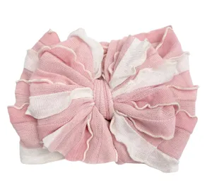 Ruffled Headband- Tickled Pink Stripe