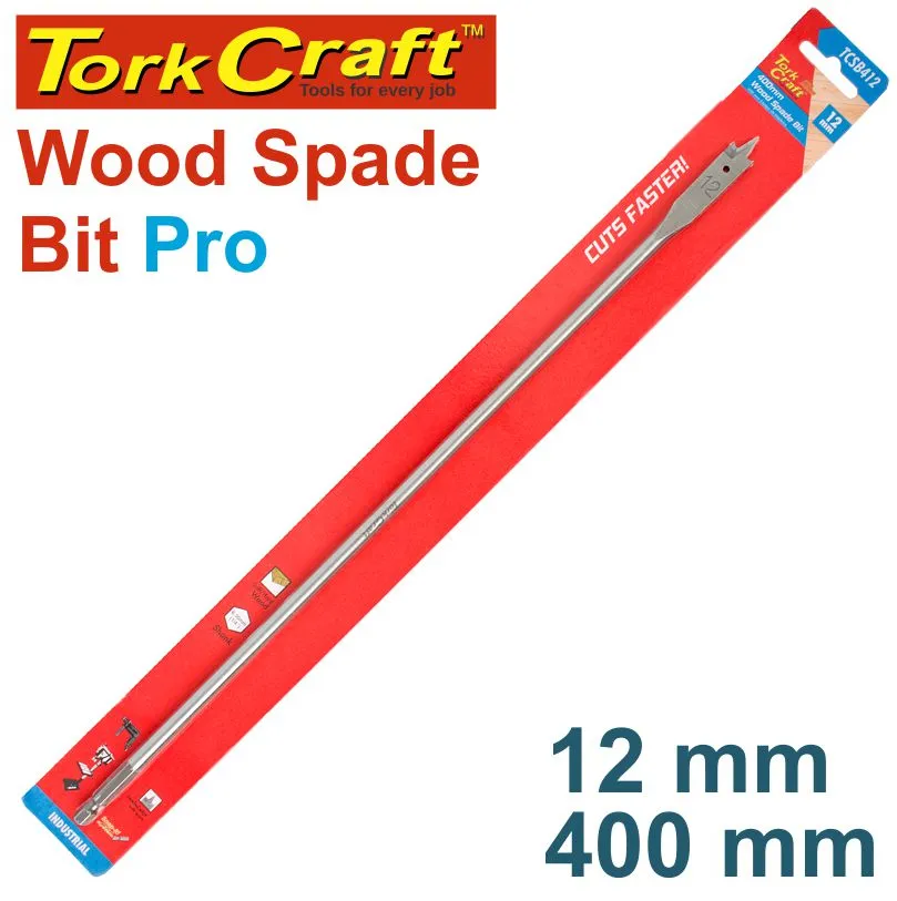 TORK CRAFT SPADE BIT PRO SERIES 12MM X 400MM TCSB412