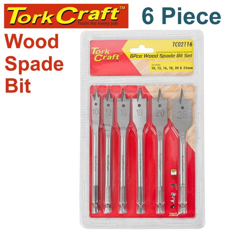 TORK CRAFT SPADE BIT SET 6PCE TC02116