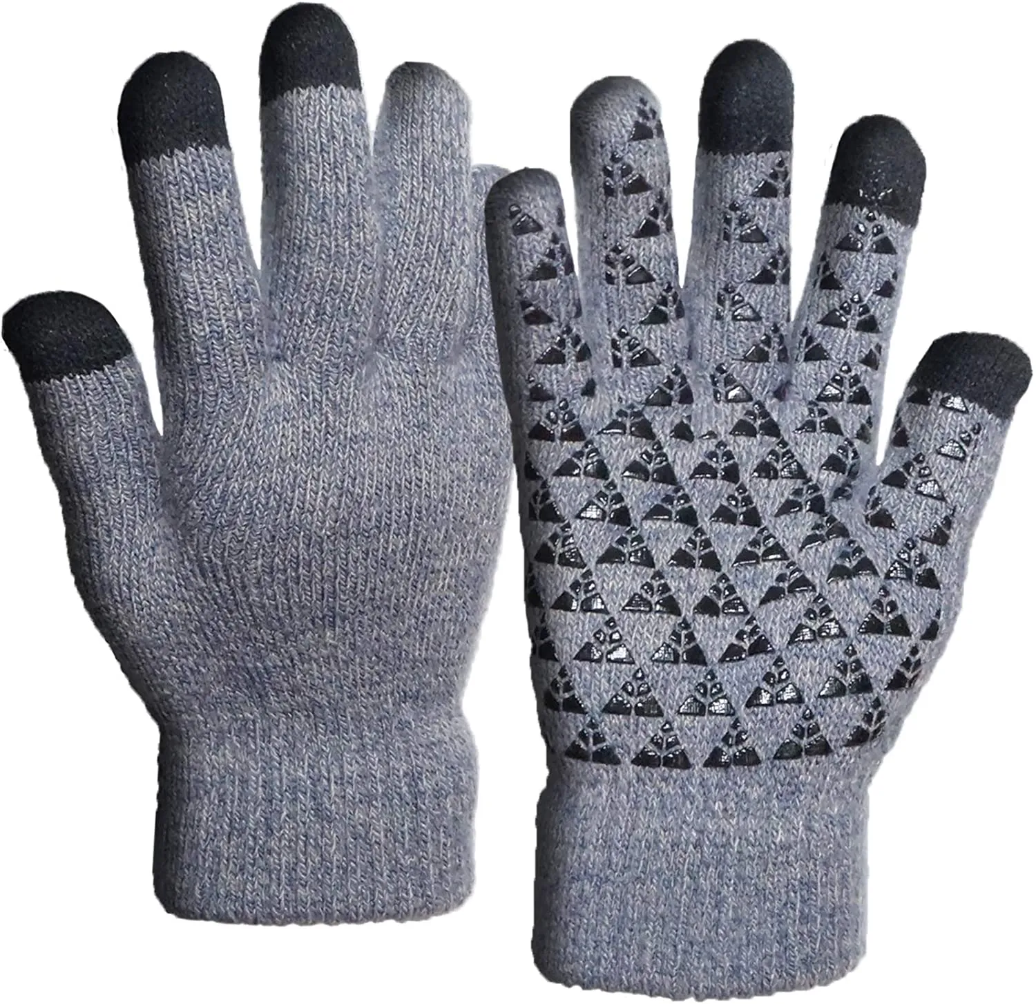 Winter Knit Gloves Touchscreen Warm Thermal Soft Lining Elastic Cuff Texting Anti-Slip 3 Size Choice for Women Men