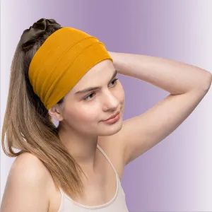 Women's Headbands Cotton Jersey 5" Wide Yoga Fitness Fashion Made in the USA Mustard