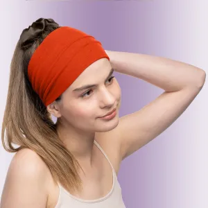 Women's Headbands Cotton Jersey 5" Wide Yoga Fitness Fashion Made in the USA Orange