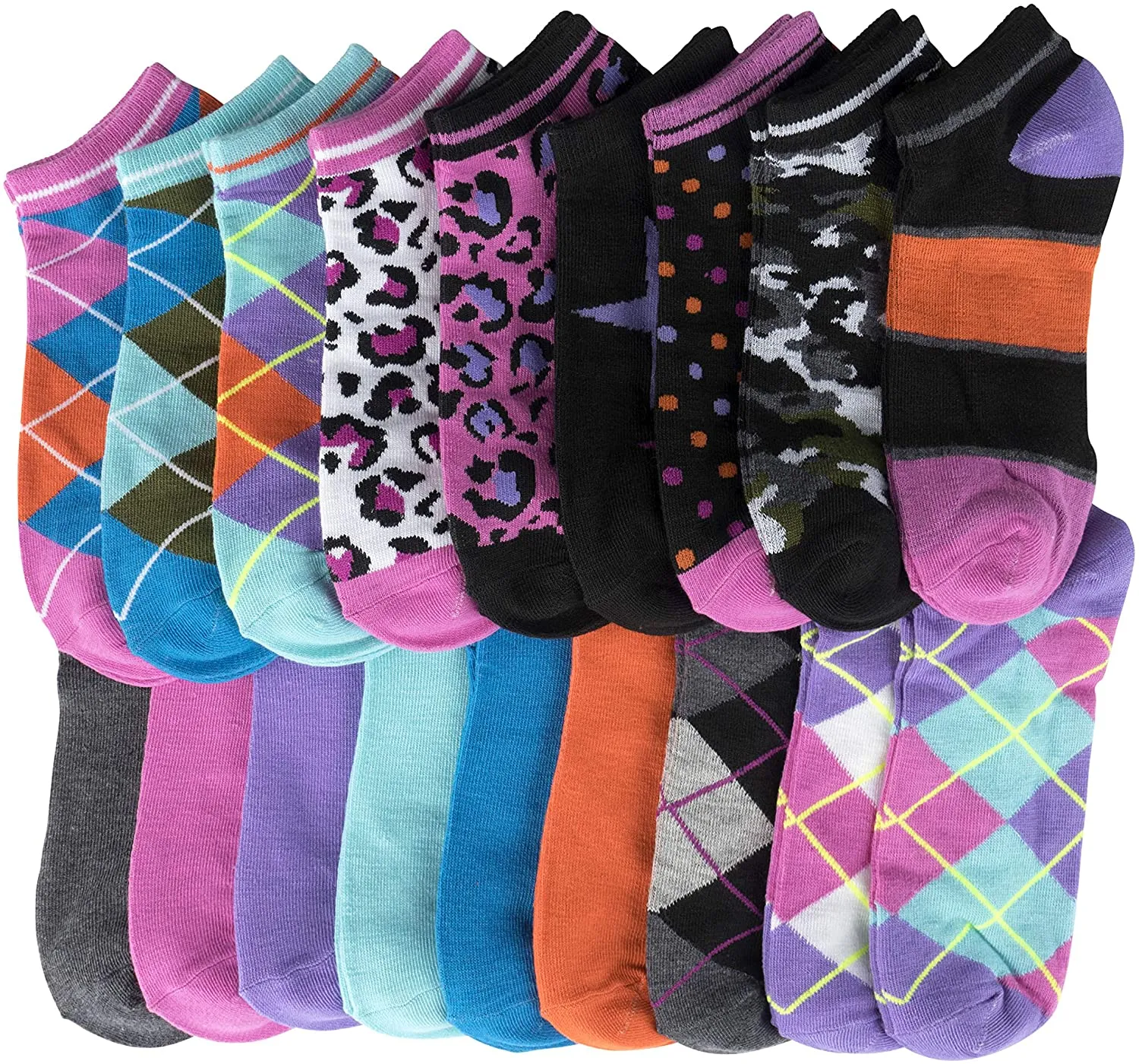 Women’s Low Cut No-Show Ankle Socks, Value Pack of 18 Pairs, Shoe Size 4 – 10