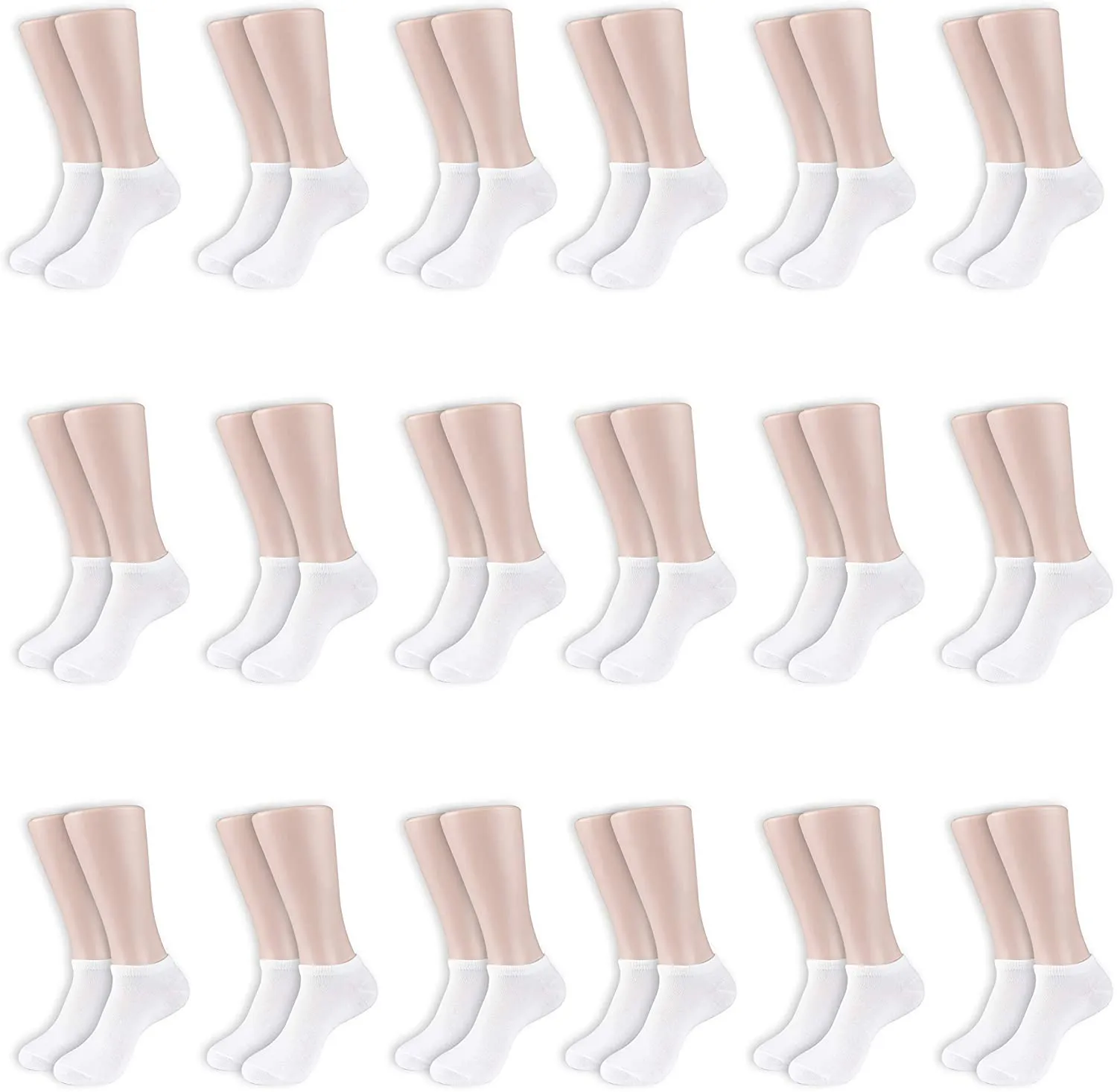 Women’s Low Cut No-Show Ankle Socks, Value Pack of 18 Pairs, Shoe Size 4 – 10