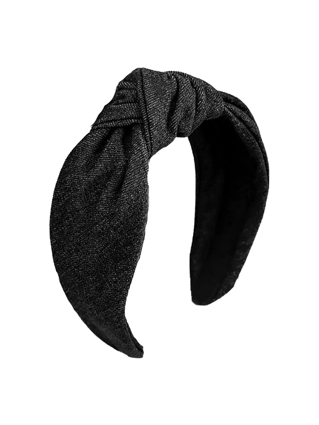 Yellow Chimes Hair Band for Women Girls Hair Accessories for Women Solid Denim Headband for Women Knot Fabric Hair Band for Girls Black Headband Cross Knot Hair Bands Hair Accessories Gift for Women